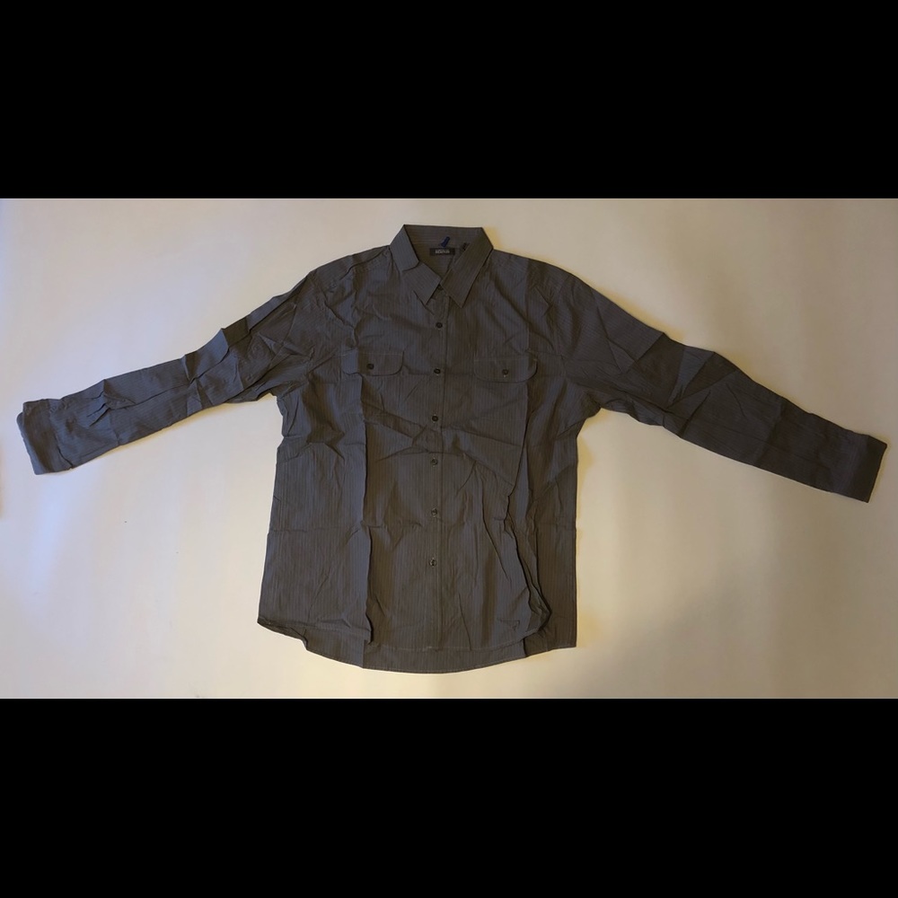 Kenneth Cole Reaction Tailored Fit Button Up Long Sleeve Stripe Shirt